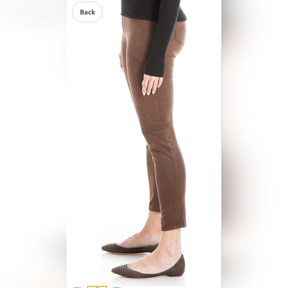 Max Studio Women's Elastic Waist Faux Suede Pant size S - Picture 2 of 13